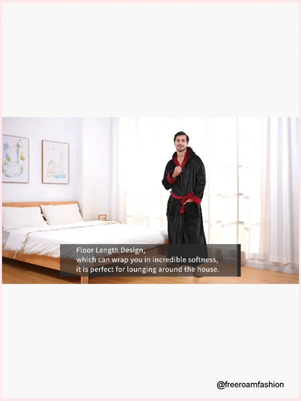 Large Big and Tall Flannel Fleece Hooded Bathrobe Long House Coat